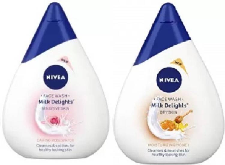 NIVEA Milk Delights Sensitive Skin  With Caring RoseWater 100ml and Moisturizing Honey 50ml Face Wash Price in India