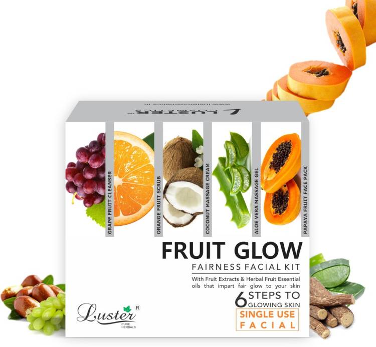 Luster Fruit Glow Fairness Facial Kit | 6 Step Facial Kit | Single Use Mini Facial Kit Price in India