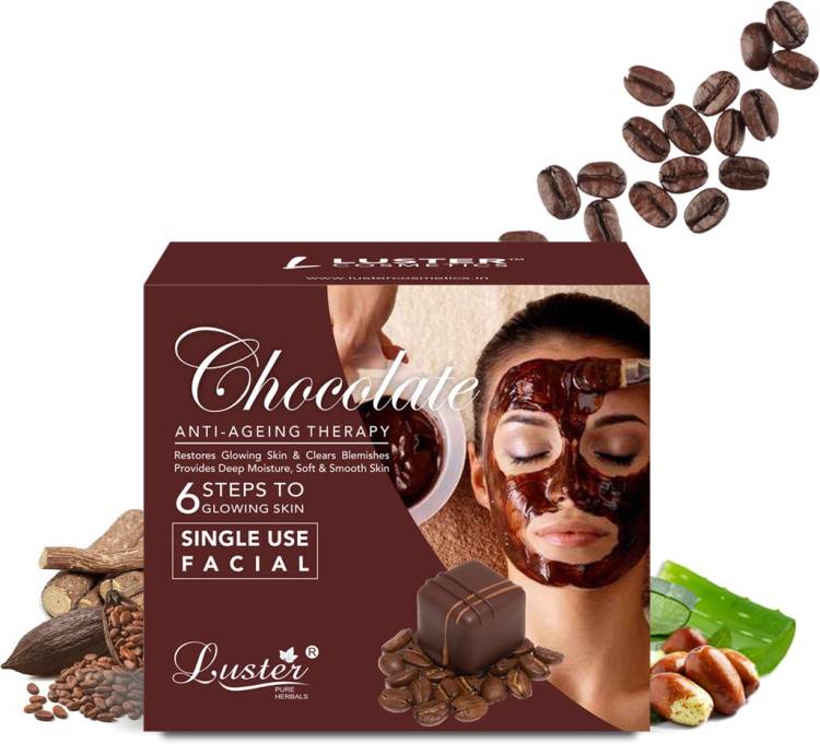 Luster Chocolate Facial kit | 6 Step Facial Kit | Single Use Mini Facial Kit Price in India