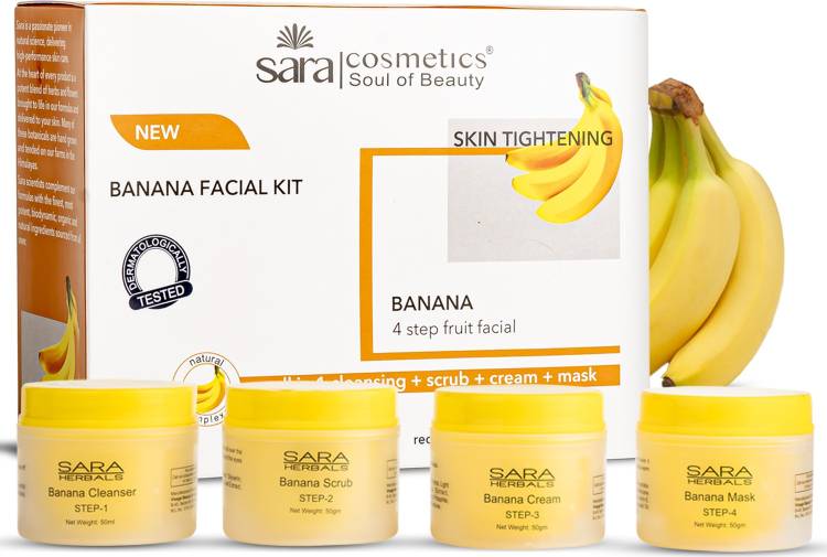 SARA Banana Facial Kit For Skin Tightening & Whitening - All Skin Type (4 x 50 g) Price in India