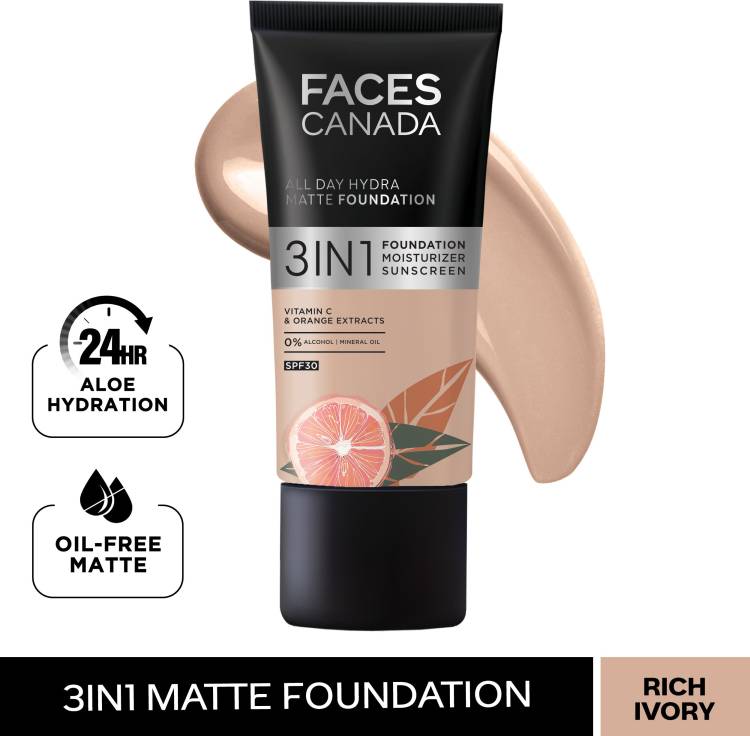 FACES CANADA All Day Hydra Matte Foundation I 3 in 1 Matte Foundation | Rich Ivory 013 Foundation Price in India