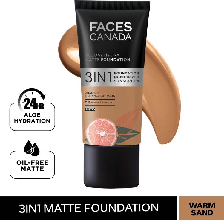 FACES CANADA All Day Hydra Matte Foundation I 3 in 1 Matte Foundation | Warm Sand 042 Foundation Price in India