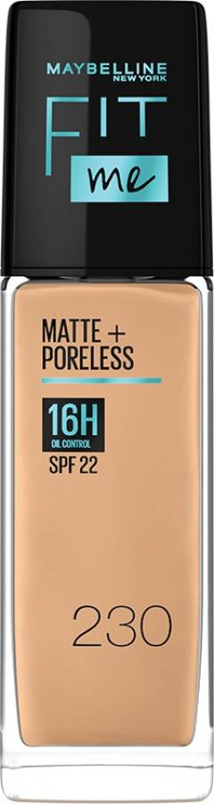 MAYBELLINE NEW YORK Fit Me Matte+Poreless Liquid Foundation (With Pump & SPF 22), 230 Natural Buff, 30ml Foundation Price in India