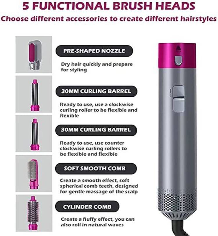 Amourshoppee AS(51) 5 In 1 Hair Dryer Air Brush Styler and Volumizer Hair Dryer Price in India