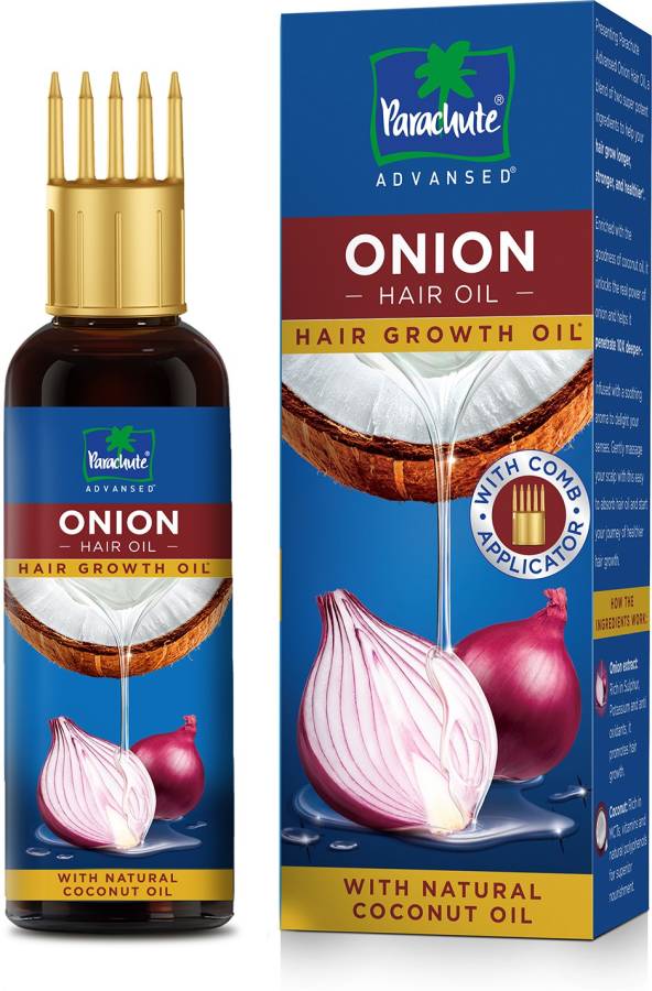 Parachute Advansed Onion Hair Growth Oil, Control hairfall with Comb Applicator Hair Oil Price in India