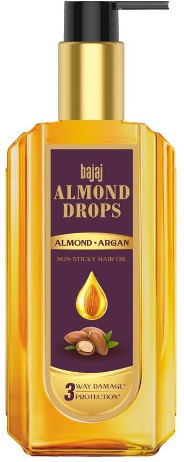 BAJAJ Almond Drops non sticky , with Almond & Argan for damage protection Hair Oil Price in India