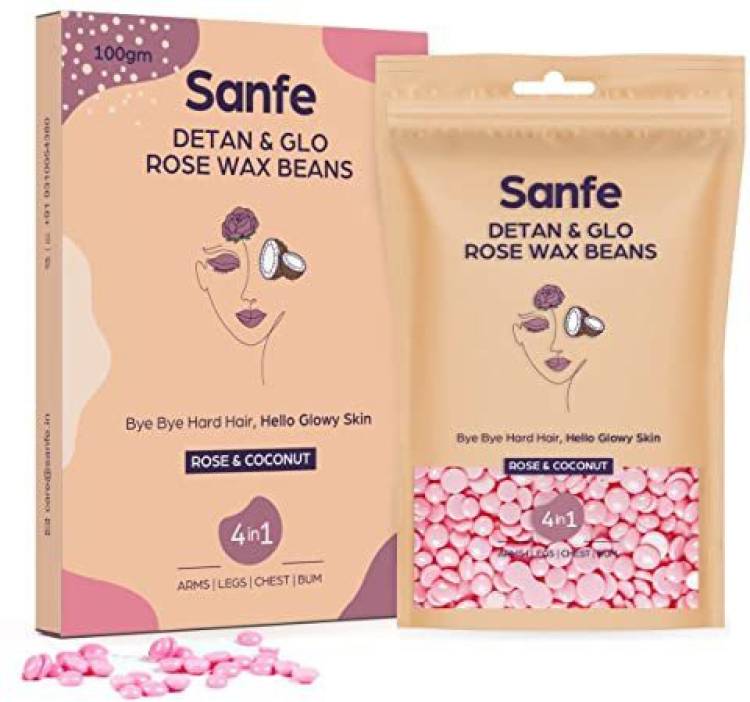 Sanfe Detan & Glo Rose Wax Beans For facial Hair|Removes Hair Effortlessly Wax Price in India