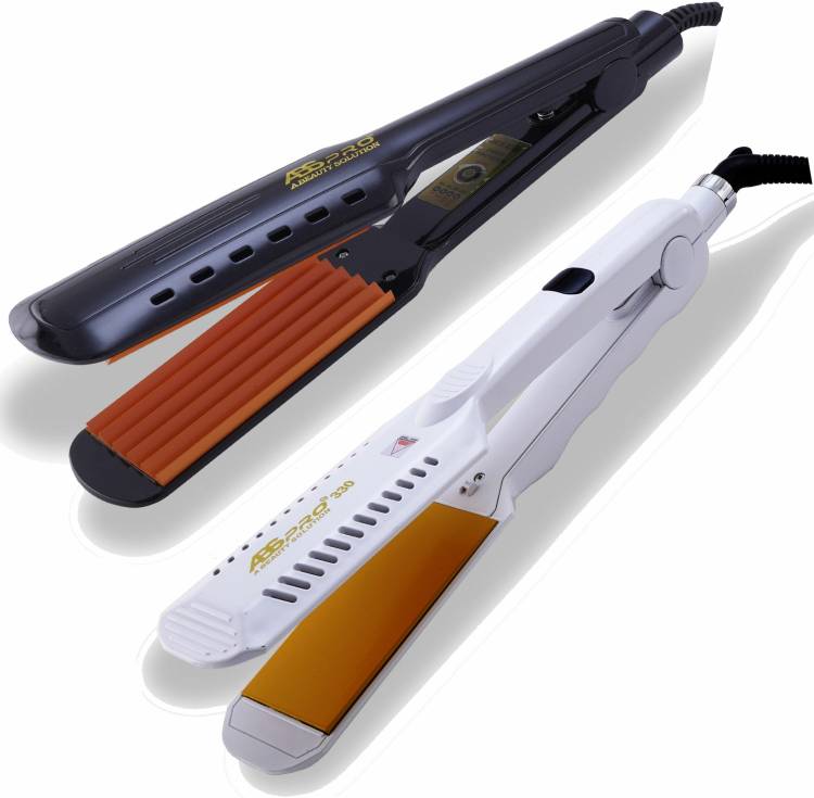 STAR ABS PRO Professional Hair Crimper & Hair Straightener Combo Set for Woman 4X Protection Extra Wide Golden Coated Plats Give Your Hair Iconic Glam Look Platinum S3 Hair Straightener Price in India