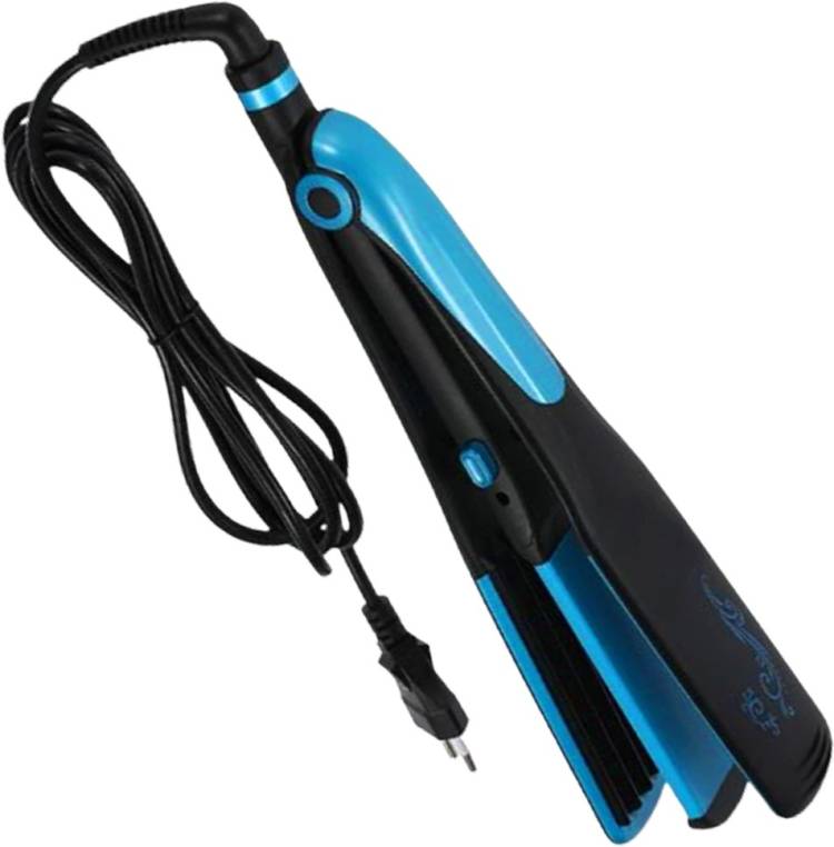 KEYMI 2in1 hair straightener and curly straight 32cm Ceramic Anti-Static Hair Styling Iron 90W Travel Flat women(Blue, Black) Hair Straightener Price in India