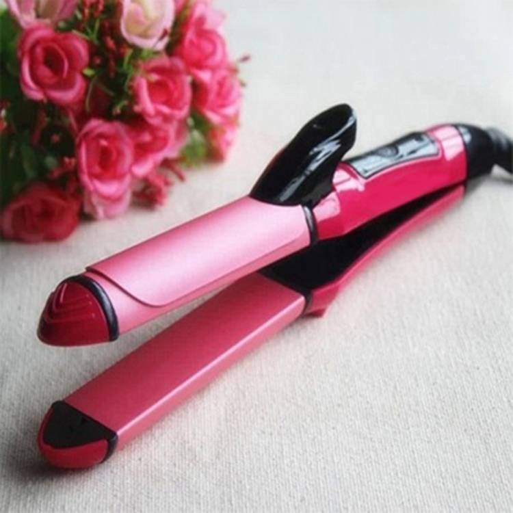 aljammay Hair Straightener And Curler 2 in 1(Pink) ROD Hair Styler Price in India
