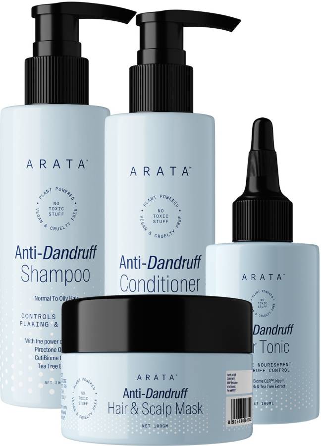 ARATA Anti-Dandruff Detox Kit |Shampoo, Conditioner, Tonic & Mask|Normal Hair Price in India