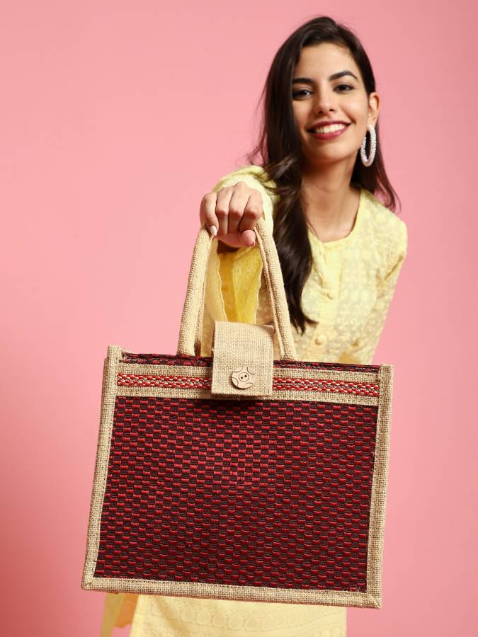 Women Red, Beige Tote Price in India