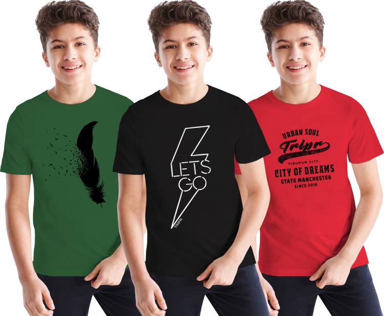Boys Typography Cotton Blend T Shirt Price in India