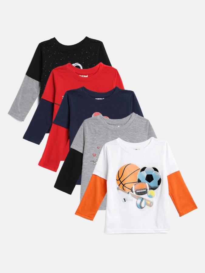 Boys Printed Pure Cotton T Shirt Price in India