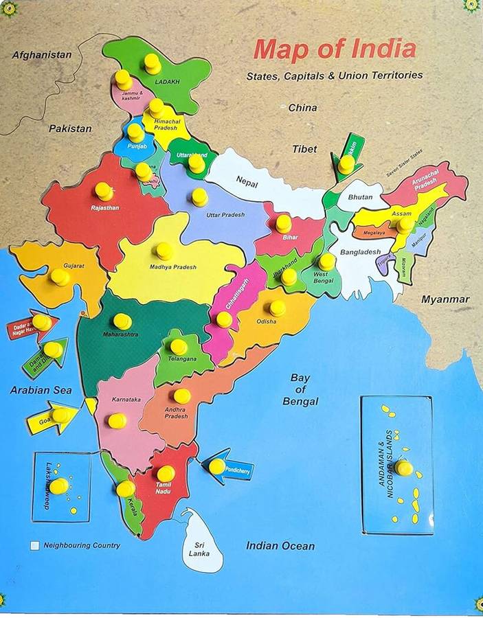 Childgossip Best buy indian Map Wooden Knowledge Learning Puzzle, Educational Board Games