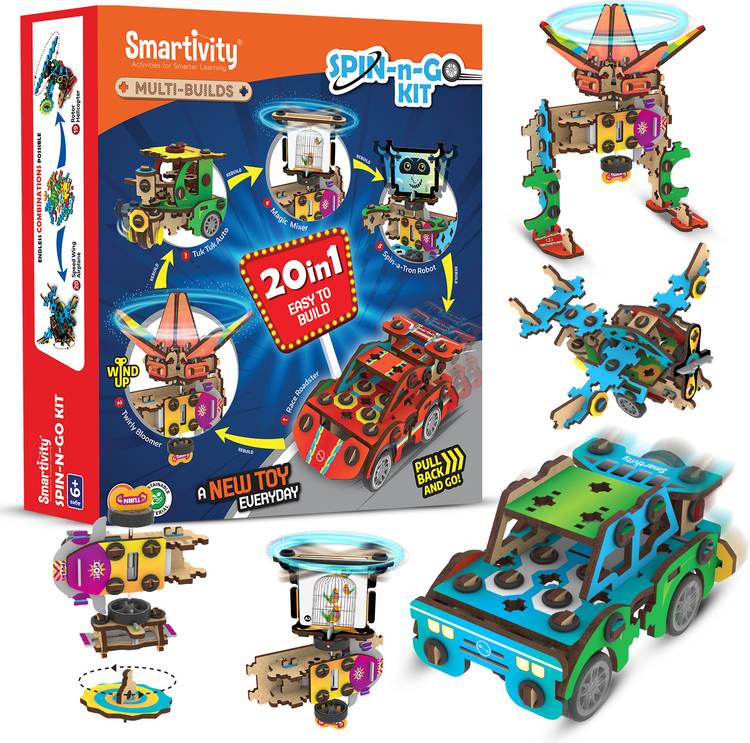 Smartivity 20-in-1 Multi-Builds Spin-n-Go Kit for Kids 6-8-10-12 years old Boys & Girls