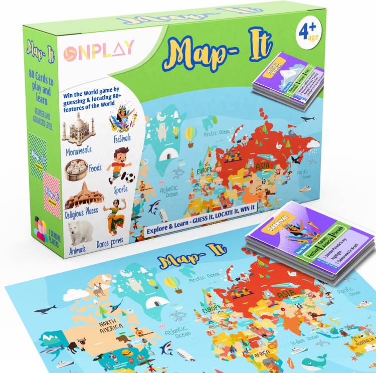 EQIQ Map-It World Map Game | Geography Card Game - Educational Board Game for Kids