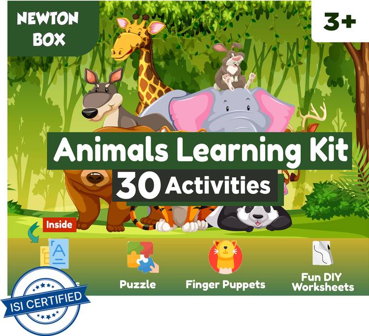 Little Olive Newton Box 4 in 1 Learning Gift Set | Animals Theme | Age 3 Years and above