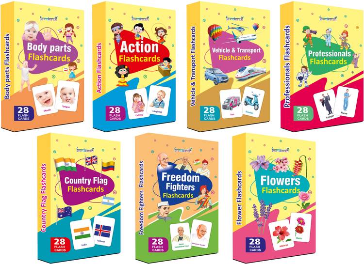 gurukanth Add-on Flash Cards for Kids Easy & Fun way of Learning-2yr-8yr Kids (Set of 7)