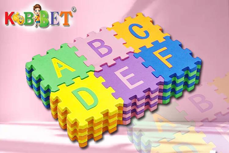 KOBBET 36Pcs ABCD Alphabet Puzzle Foam Mat for Interlocking Learning Alphabet & Number