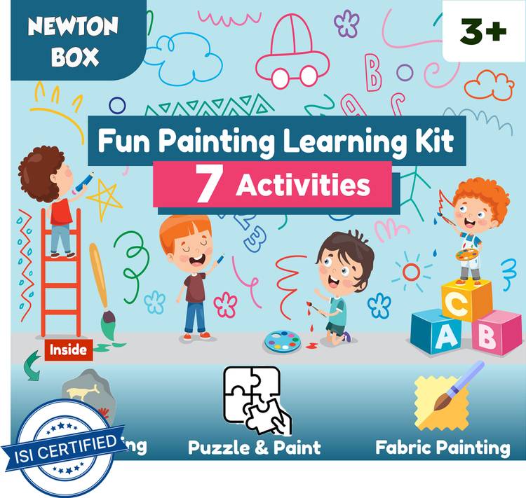 Little Olive Newton Box 3 in 1 Gift Set | Painting - Rock Painting Puzzle and Fabric Painting