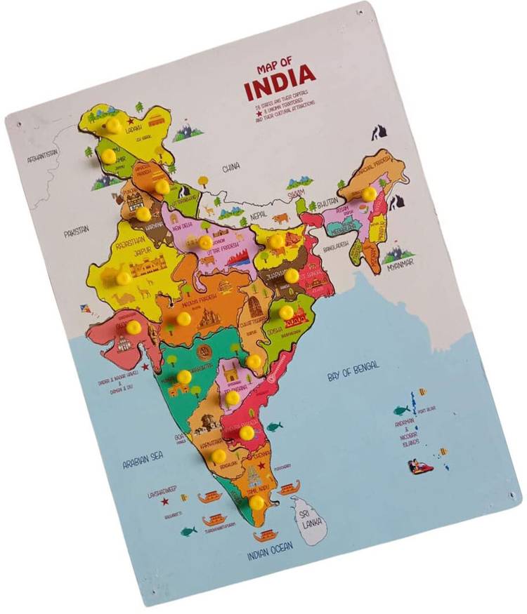 Cyrus EASY PORTABLE PUZZLE IQ GAME INDIA MAP BOARD FOR ALL BOYS & GIRLS FOR LEARNING.