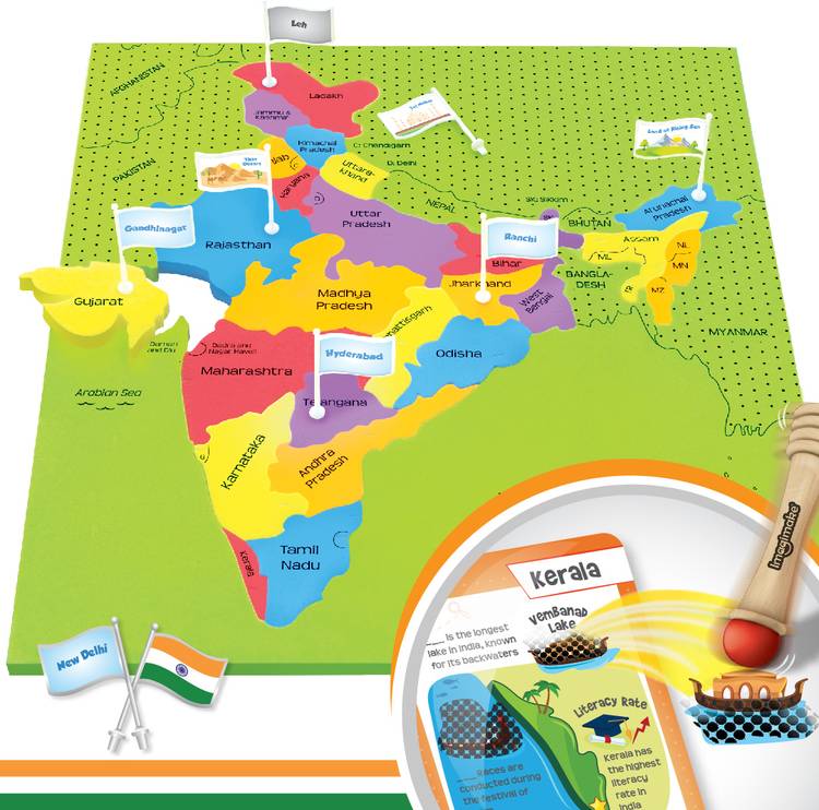 Imagimake Mapology India Map with Flash Card| Swipe & Reveal Card Game