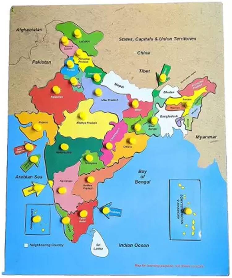 Childgossip Wooden Map Of India Educational Puzzle For Kids