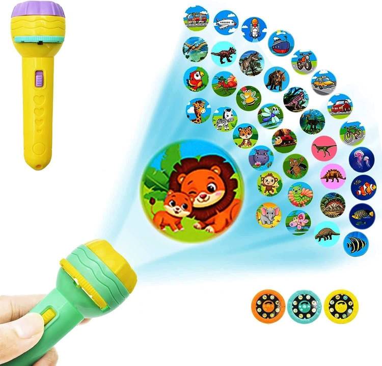 PRIMEFAIR 3 Slids, 24 Patterns Projector Flashlight Torch, Kids Projection Light Toy