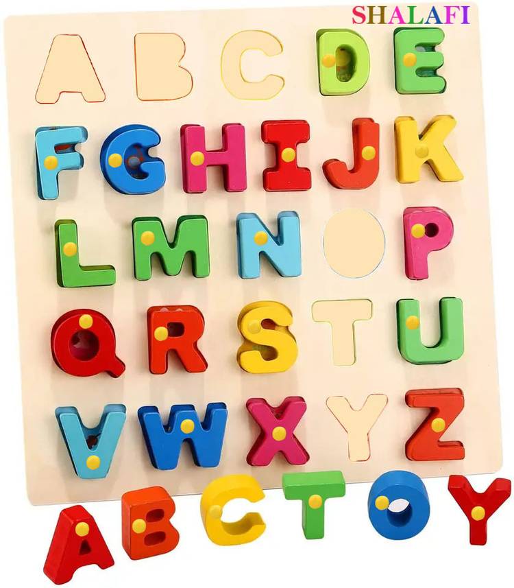 SHALAFI Wooden Alphabet Puzzle Board Educational Board Puzzle Baby brain tester Creative learning set Play, Read & Learn Alphabet board ABCD Alphabet matching toy Early Learning & Educational Toys Colourful Capital Letters A To Z English Alphabets Jigsaw