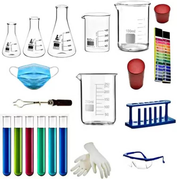 LabHouse 3 Beaker, 3 Flask, 6 Tube, 1 Mask, 1 Goggles, 1 Holder, 1 Stand, 2 Cork, 2 PH