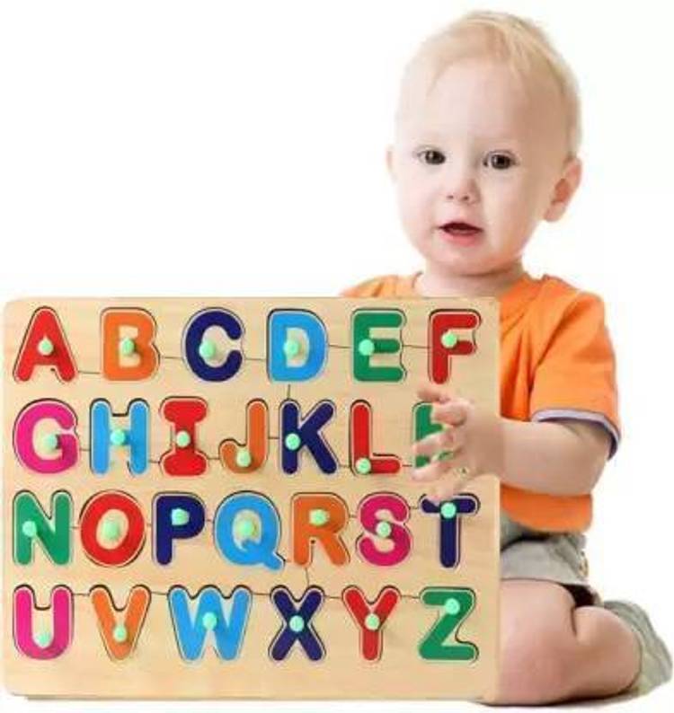 FRONY Wooden Educational learning A To Z English Alphabets Board Puzzle With Pictures