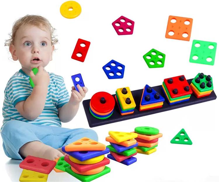 BOZICA Learning Educational Geometric Color & Shape Sorter Puzzle