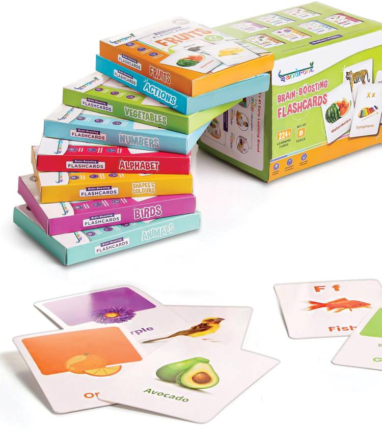 Sandrone Premium Early Learning 8 in 1 Flash Cards for Kids