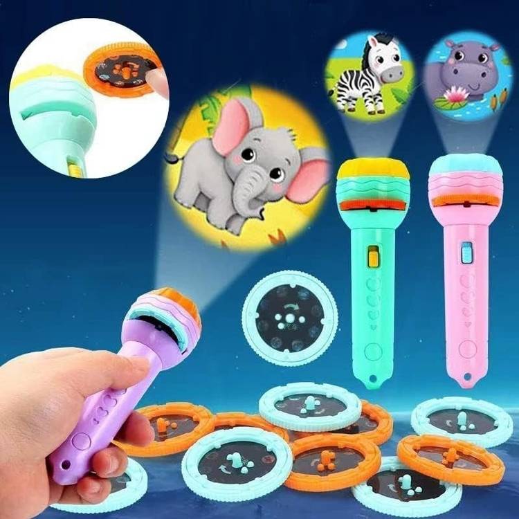 CRAZYGOL 3 Slides 32 Patterns Mini Projector Torch Slide Flashlight Light Toys for Kids