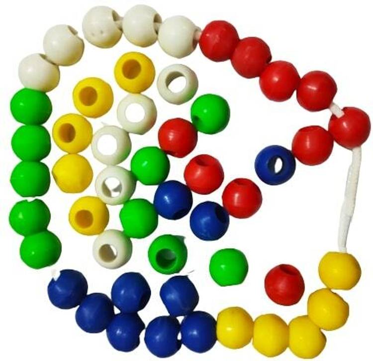 DgCrayons 50 Pieces Large Size Plastic Counting Beads -Counting Toys with 4 Laces for Kids