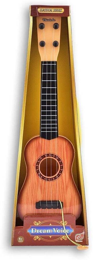 Playvista 17 Inch Mini 4 Strings wooden finish Plastic guitar for kids