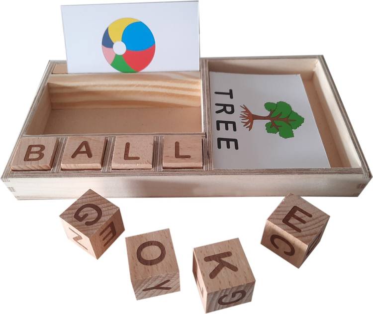 The Ally Wooden Spelling Educational Toy Game with Flash Cards for Early Learning of Kids