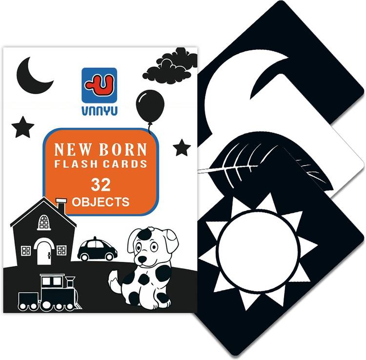 VAAYU Flash Cards for New Born Children Infant| High Contrast Flash cards -32 Objects