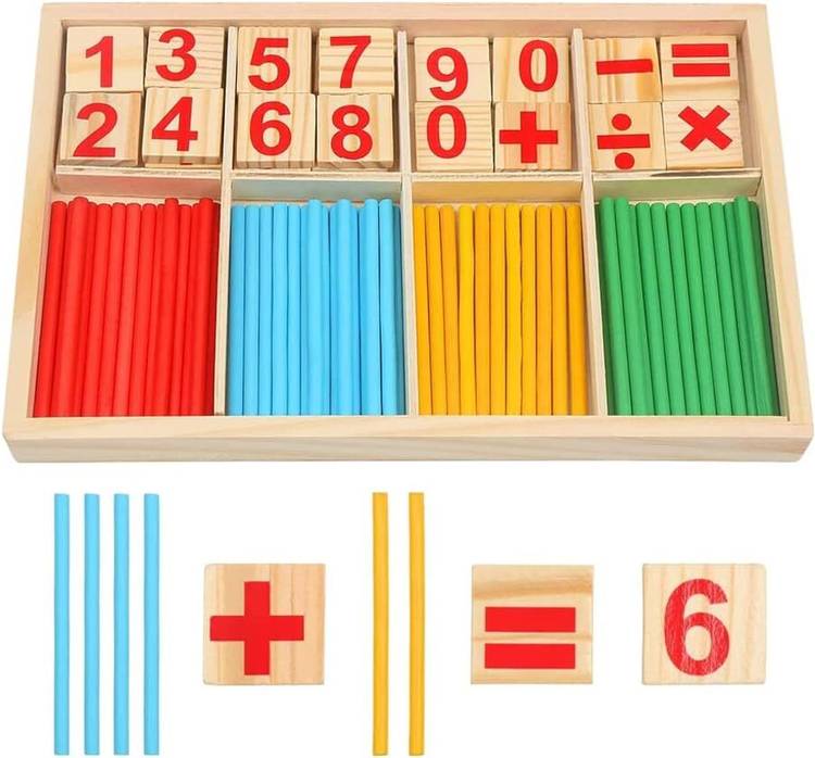 Authfort Counting Sticks Montessori Toys Math Educational Toy, Wooden Intelligence Sticks