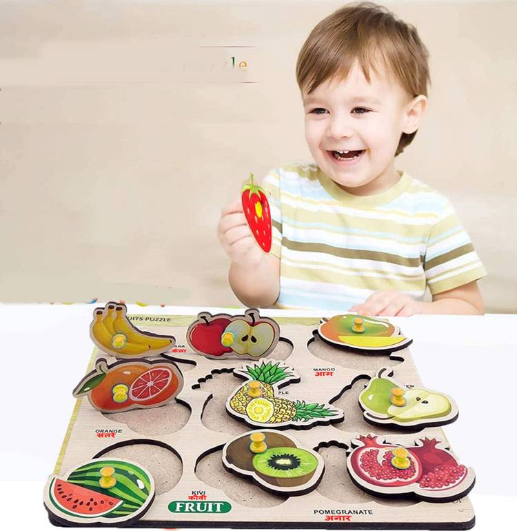 SHALAFI Fruits Wooden Puzzle Educational Board Puzzle Baby brain tester learning Toy