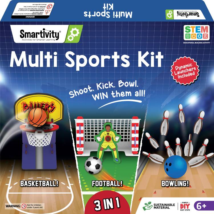 Smartivity 3in1 Multi Sports Kit for Kids Age 6-7-8-9-10-11-12 13-14 Years Old Boys & Girls