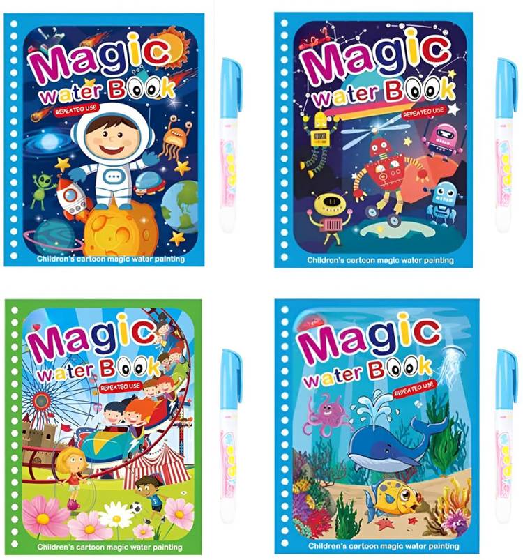 Aavashyak Magic WReusable Magic Water Coloring Painting Book for Kidsater Book with Pen