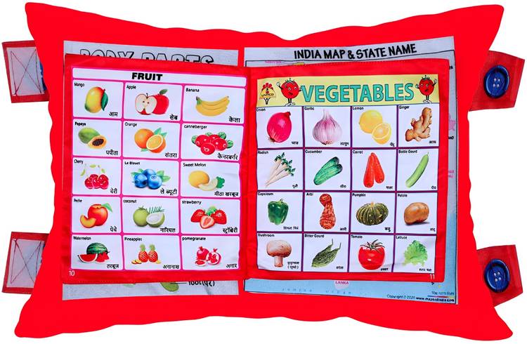 Dorytoys Alphabet Numbers Learning Cushion Baby Pillow Book for Kids Red Color