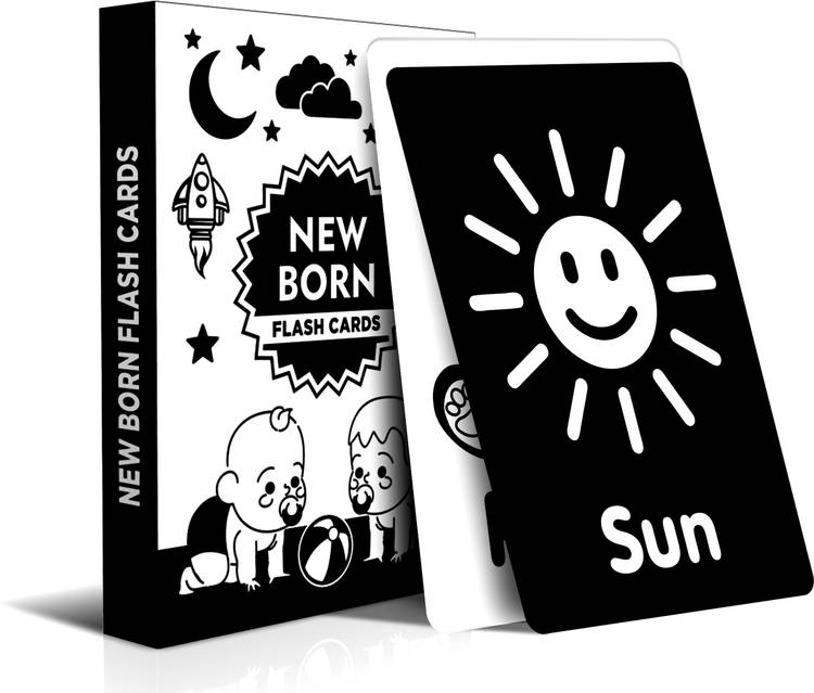 CLICKEDIN Beautiful New Born Baby High-Quality Flash Card Black & White 28 card 56 Objects