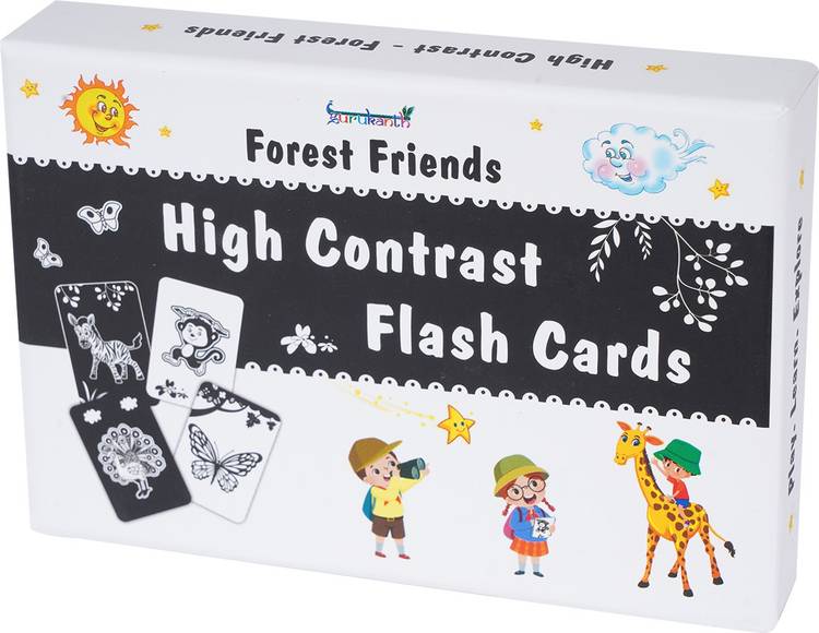 gurukanth High Contrast Flash Cards for New Born Baby - Black & White