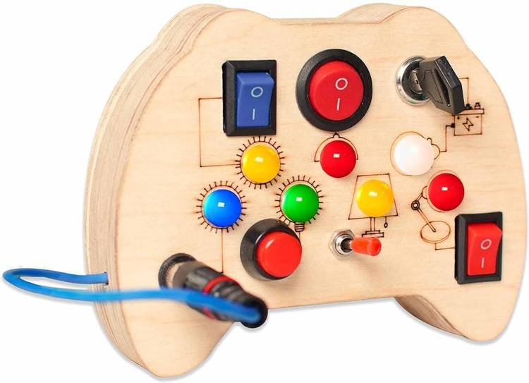 Clapstore Toys Busy Board Game Pad V2 With Led Light,Sensory Toys For Toddlers 1-3,Travel Toy