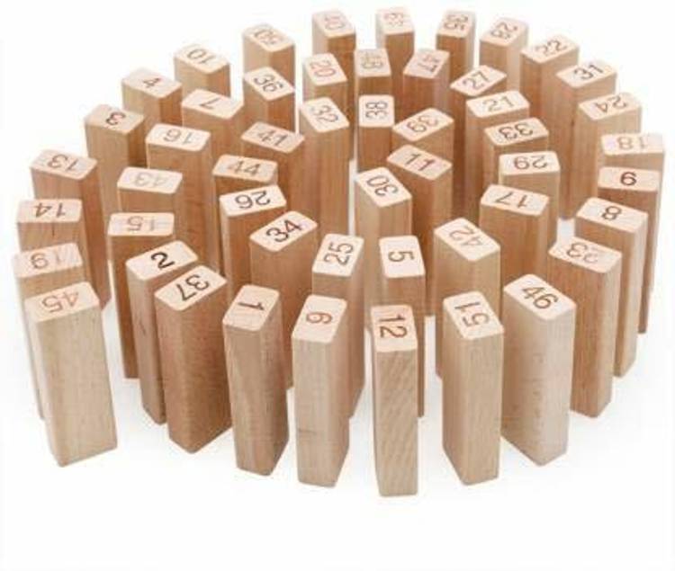 Quasar 54 Pcs Challenging Wooden Blocks Tumbling Stacking Game with 4 Dice for Adults and Kids. Make Maths Fun for Kids Or Have Party Fun Board Game Accessories Board Game