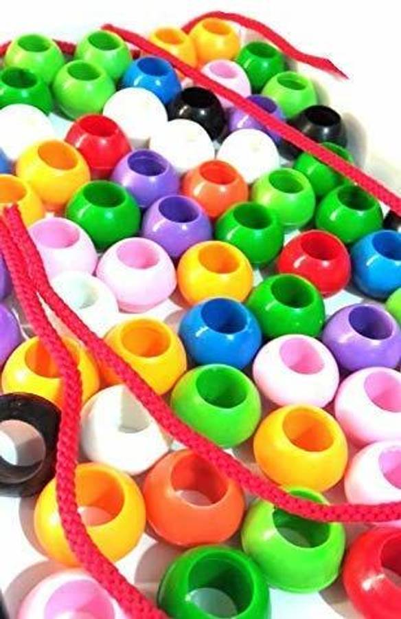 Ashmi 50 Big Plastic Beads with 5 Laces for Kids Counting Skills and Mathematics