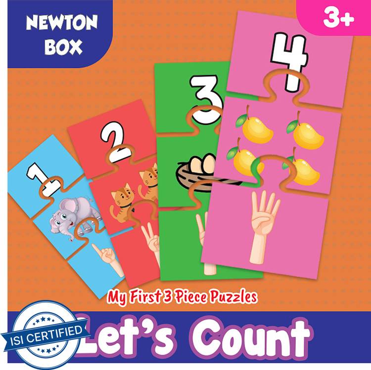 Little Olive Newton Box 3 Piece Puzzle | Theme Let's Count | 3 Years and above